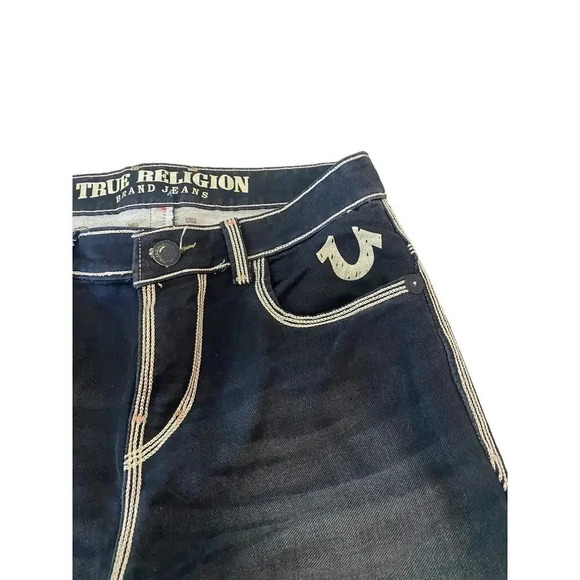 True Religion mens Black Joey Super T Straight Leg Denim Jeans Size 34 - Picture 5 of 8